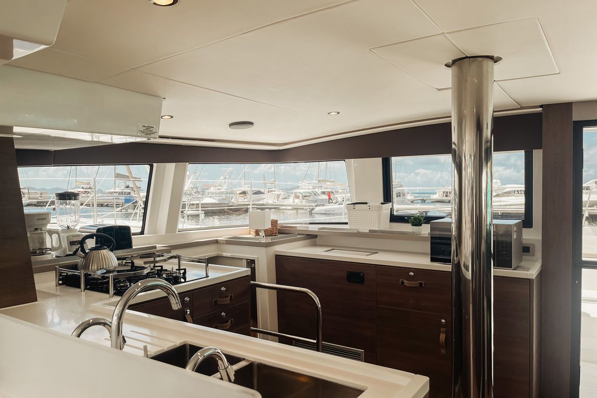 Galley of Cool Breeze, a Bali 4.6 catamaran at Parham Town, British Virgin Islands