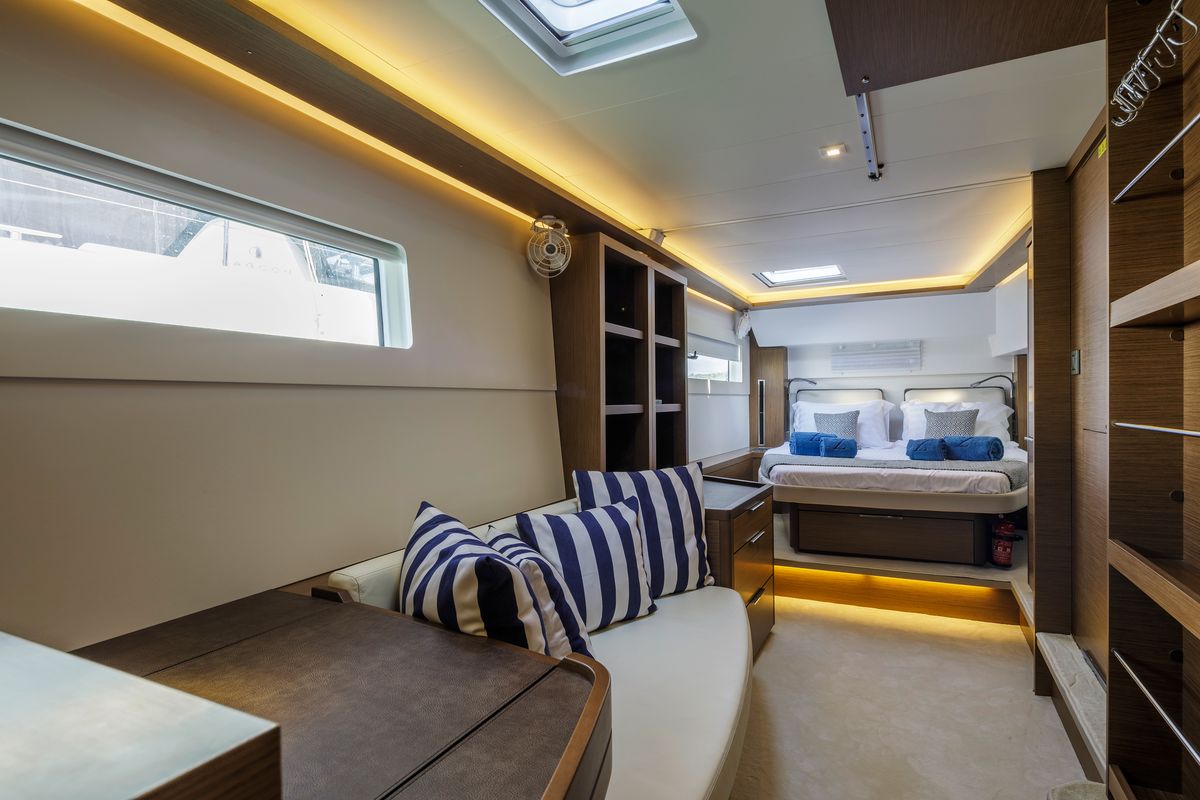 Cabin on Zanga, a Lagoon 46 catamaran at Municipal Unit of Kranidi, Greece