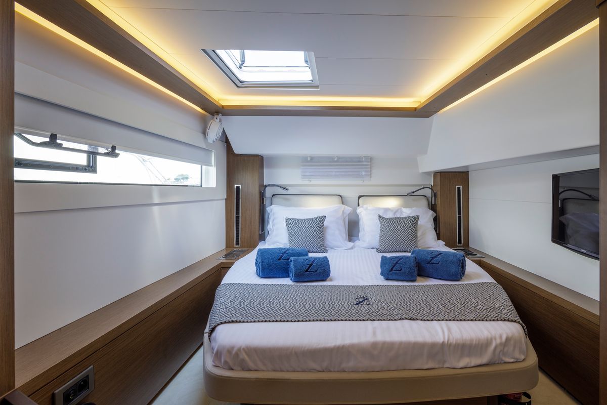 Cabin on Zanga, a Lagoon 46 catamaran at Municipal Unit of Kranidi, Greece
