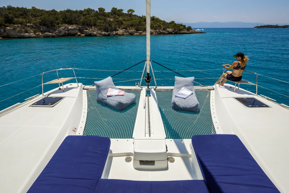 Deck of Zanga, a Lagoon 46 catamaran at Municipal Unit of Kranidi, Greece
