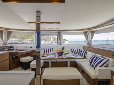 Salon of Zanga, a Lagoon 46 catamaran at Municipal Unit of Kranidi, Greece