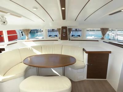 Salon of Ploto, a Lagoon 380 catamaran at Vibo Valentia, Italy