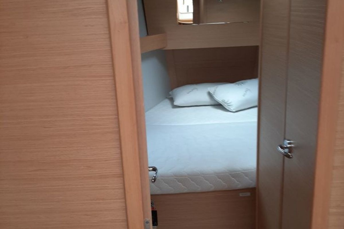 Cabin on Avajava, a Dufour 390 sailboat at Tonnarella, Italy