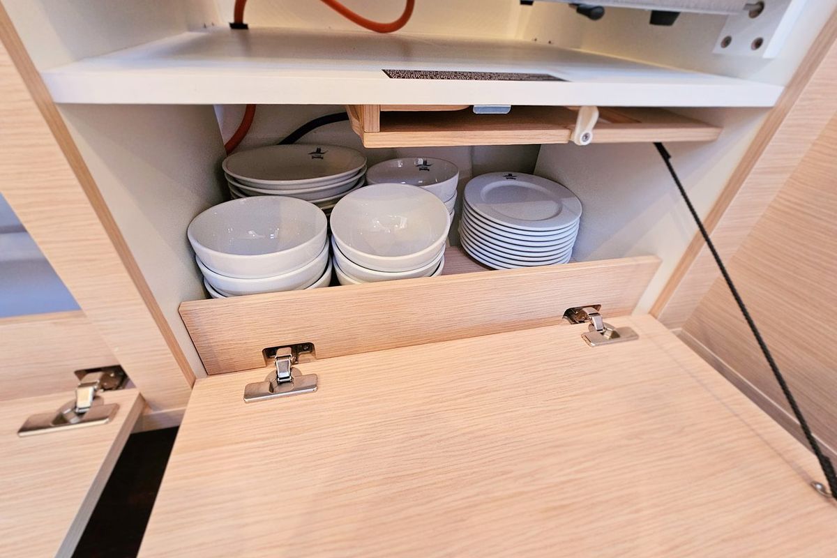 Galley of Adagio, a Dufour 44 sailboat at Grad Kaštela, Croatia