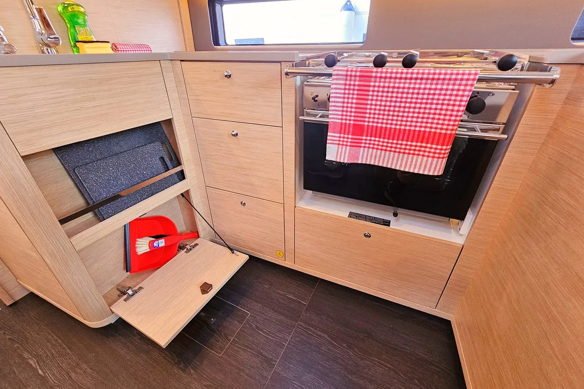 Galley of Adagio, a Dufour 44 sailboat at Grad Kaštela, Croatia