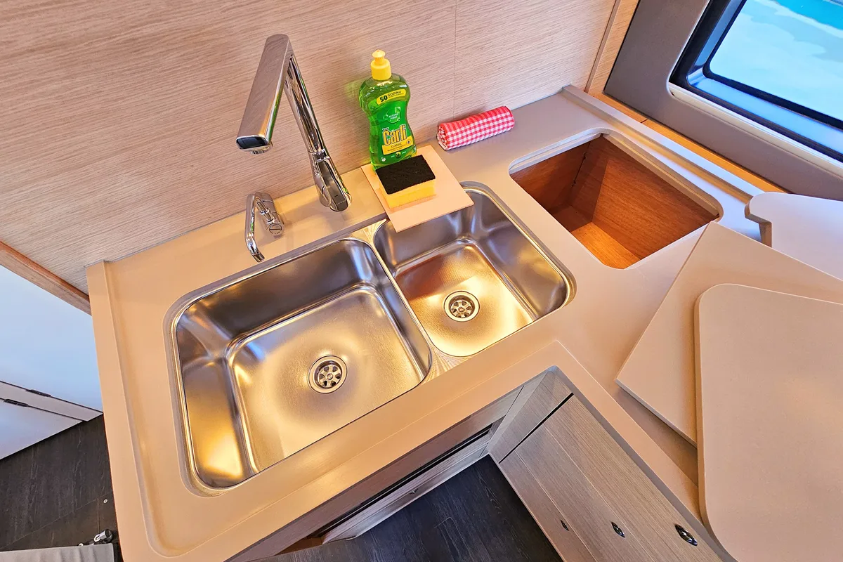 Galley of Adagio, a Dufour 44 sailboat at Grad Kaštela, Croatia