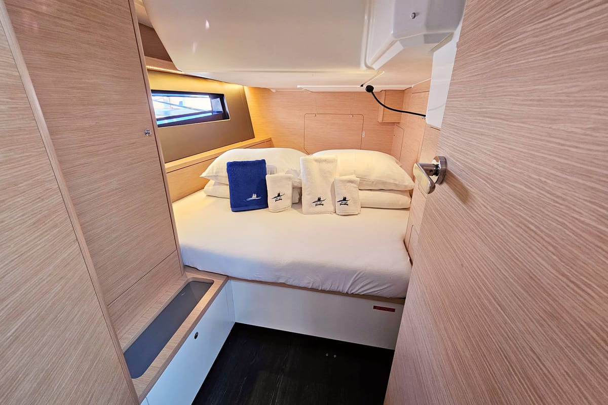 Cabin on Adagio, a Dufour 44 sailboat at Grad Kaštela, Croatia