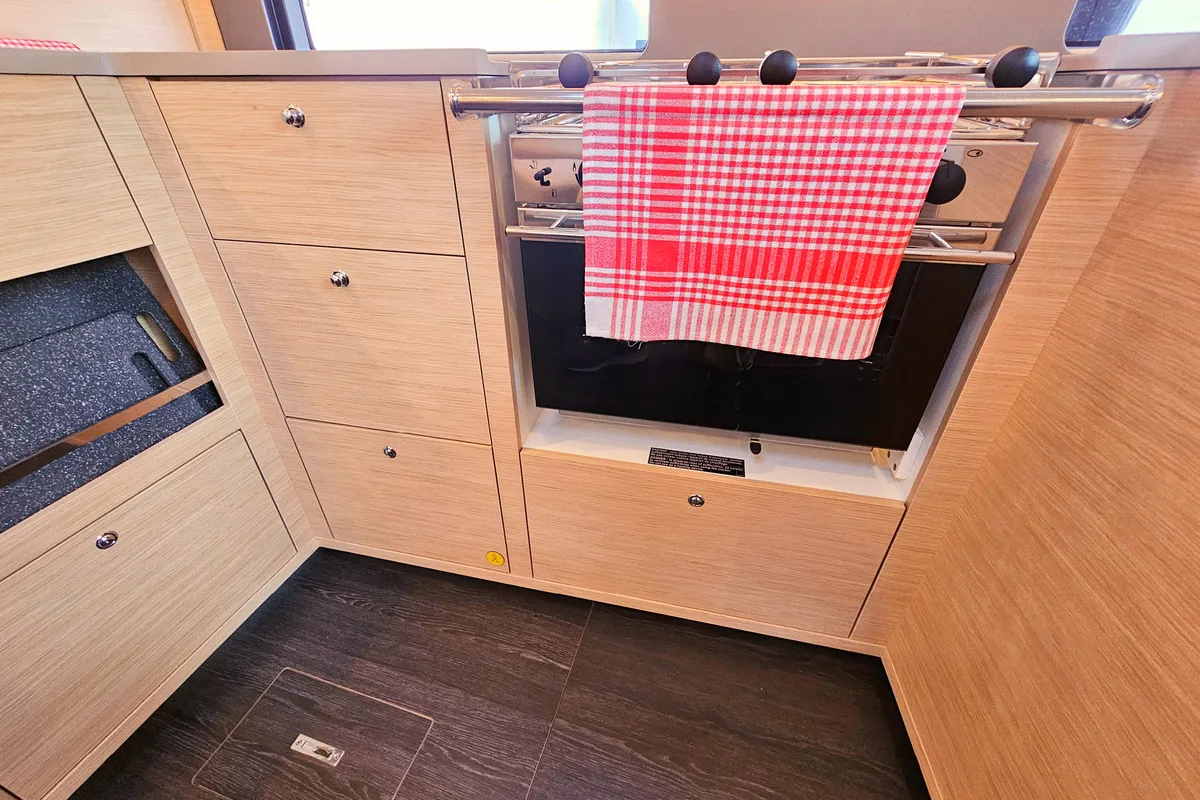 Galley of Adagio, a Dufour 44 sailboat at Grad Kaštela, Croatia