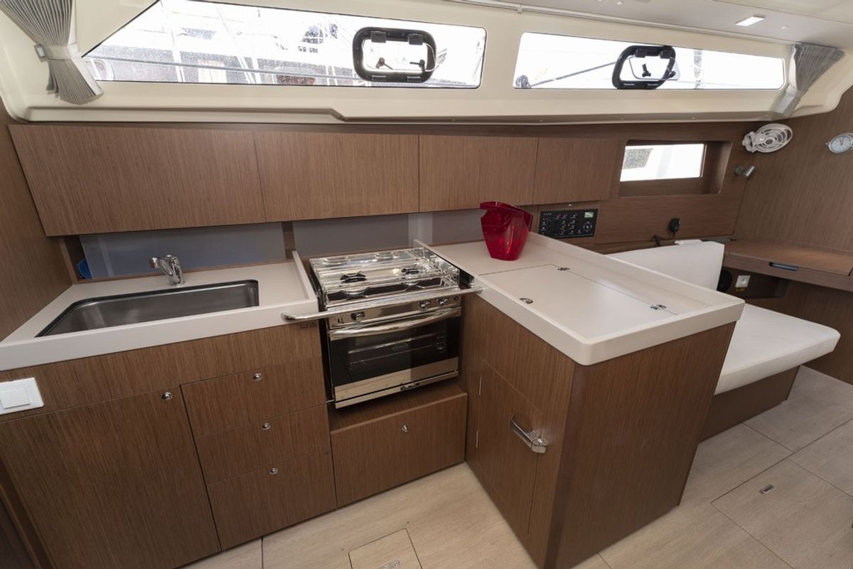 Galley of Passepartout, a Beneteau Oceanis 41.1 sailboat at Port de Pollença, Spain