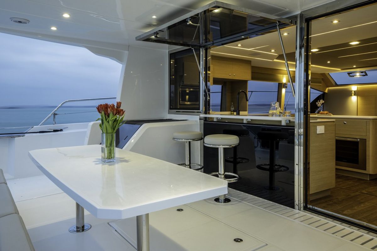 Deck of By My Side, a Aquila Yachts Aquila 54 catamaran at Skradin, Croatia