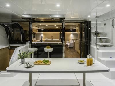 Deck of By My Side, a Aquila Yachts Aquila 54 catamaran at Skradin, Croatia