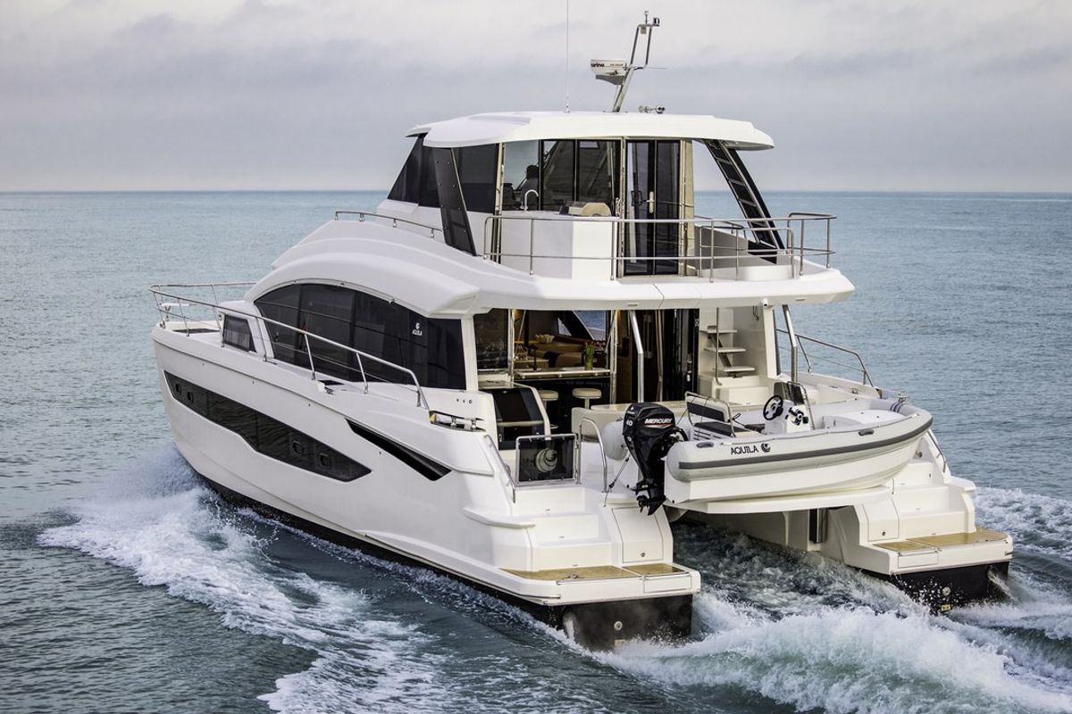 Exterior view of By My Side, a Aquila Yachts Aquila 54 catamaran at Skradin, Croatia