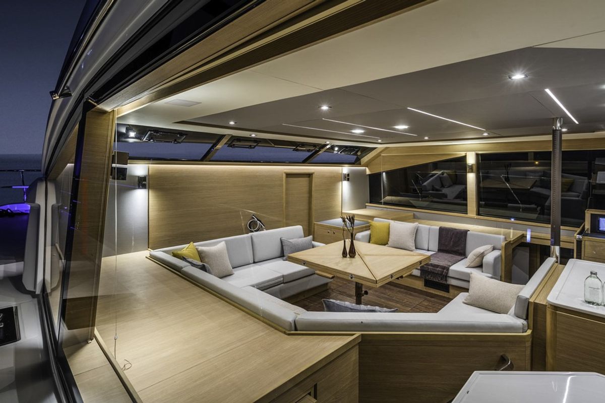 Salon of By My Side, a Aquila Yachts Aquila 54 catamaran at Skradin, Croatia