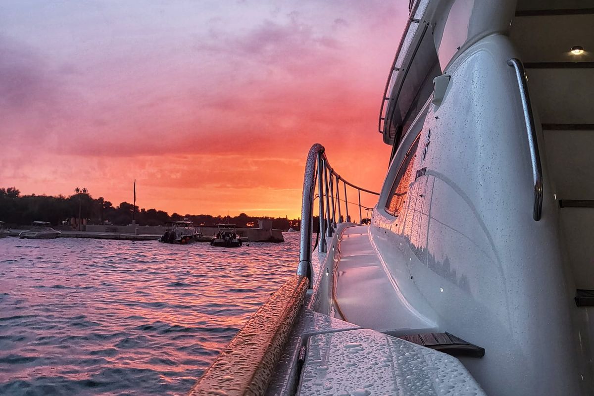 Exterior view of UNPLUGGED, a Prestige 46 Fly motorboat at Split, Croatia