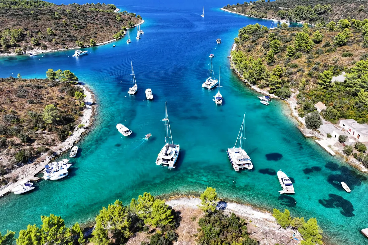 Exterior view of UNPLUGGED, a Prestige 46 Fly motorboat at Split, Croatia
