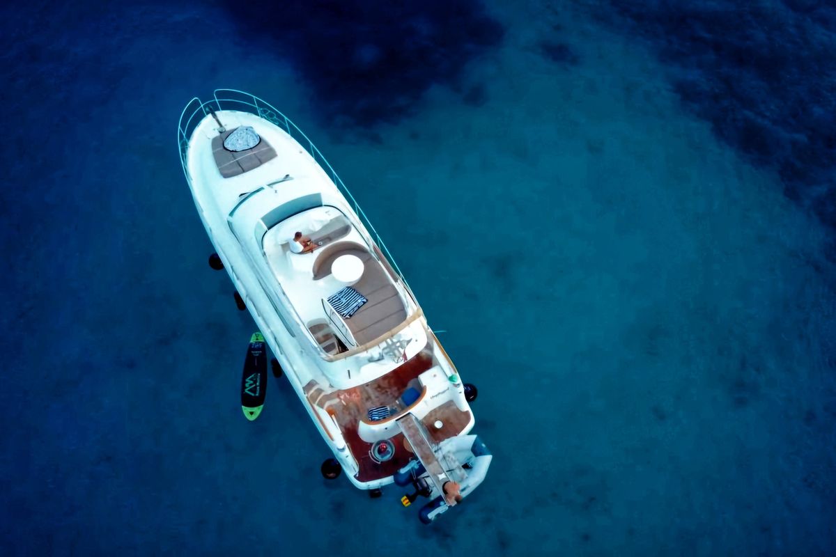 Exterior view of UNPLUGGED, a Prestige 46 Fly motorboat at Split, Croatia