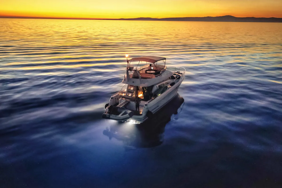 Exterior view of UNPLUGGED, a Prestige 46 Fly motorboat at Split, Croatia