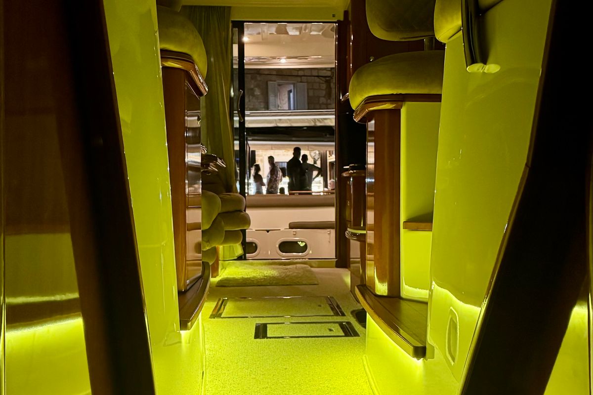 Salon of UNPLUGGED, a Prestige 46 Fly motorboat at Split, Croatia