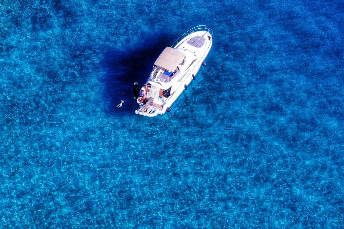 Exterior view of UNPLUGGED, a Prestige 46 Fly motorboat at Split, Croatia