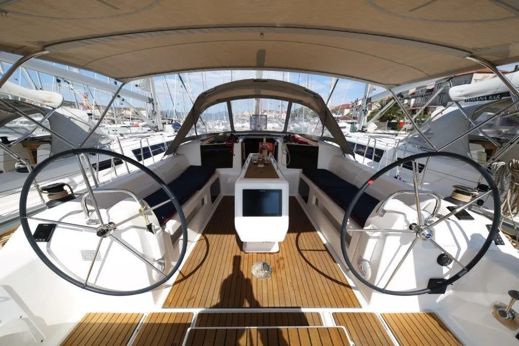 Cockpit of Matul, a Dufour 412 GL sailboat at Split, Croatia