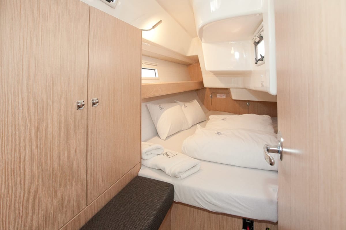 Cabin on Cookie, a Bavaria Cruiser 34 Style sailboat at Zadar, Croatia
