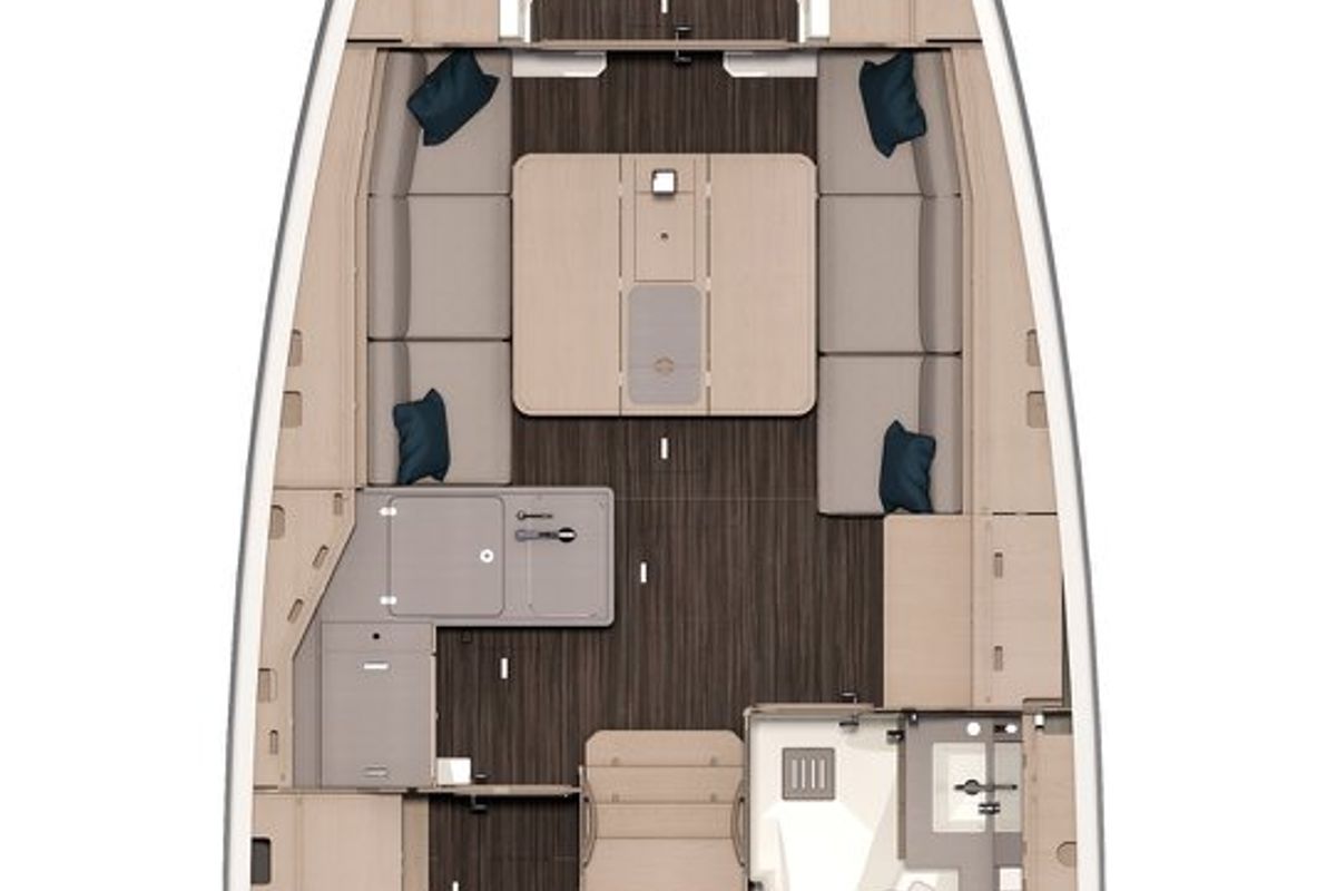 Floor plan of Miss Daisy, a Dufour 37 sailboat at Chesapeake, United States