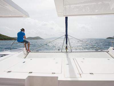 Deck of Moorings 5000 Crewed, a Leopard 50 catamaran at Eden Island Marina, Seychelles