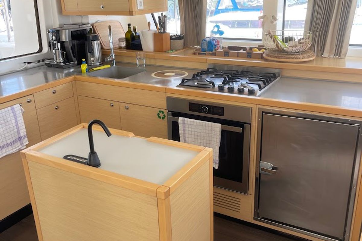 Galley of Discovery I, a Lagoon 52F catamaran at Općina Marina, Croatia