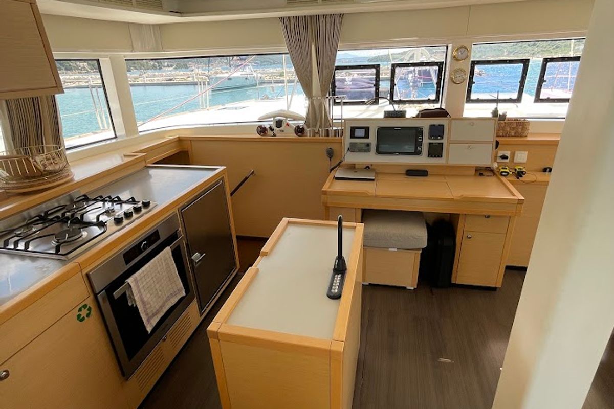 Galley of Discovery I, a Lagoon 52F catamaran at Općina Marina, Croatia