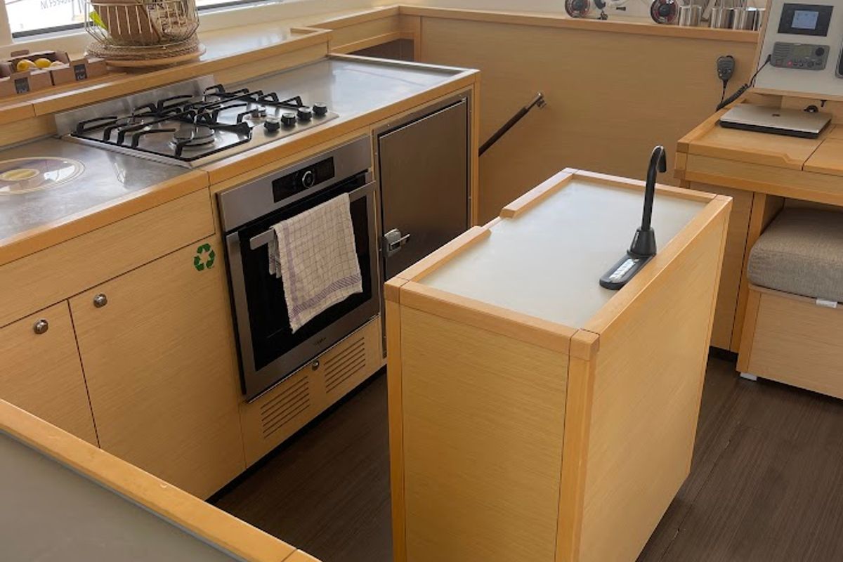 Galley of Discovery I, a Lagoon 52F catamaran at Općina Marina, Croatia