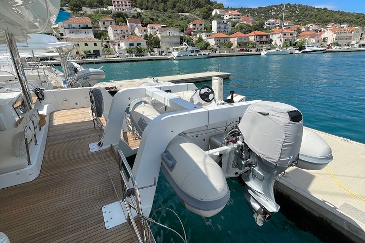 Discovery I, a Lagoon 52F catamaran at Općina Marina, Croatia