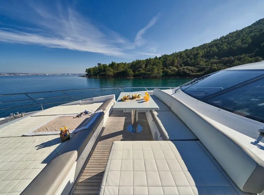 Deck of Relax of Croatia, a Azimut 72 Fly yacht at Općina Sukošan, Croatia