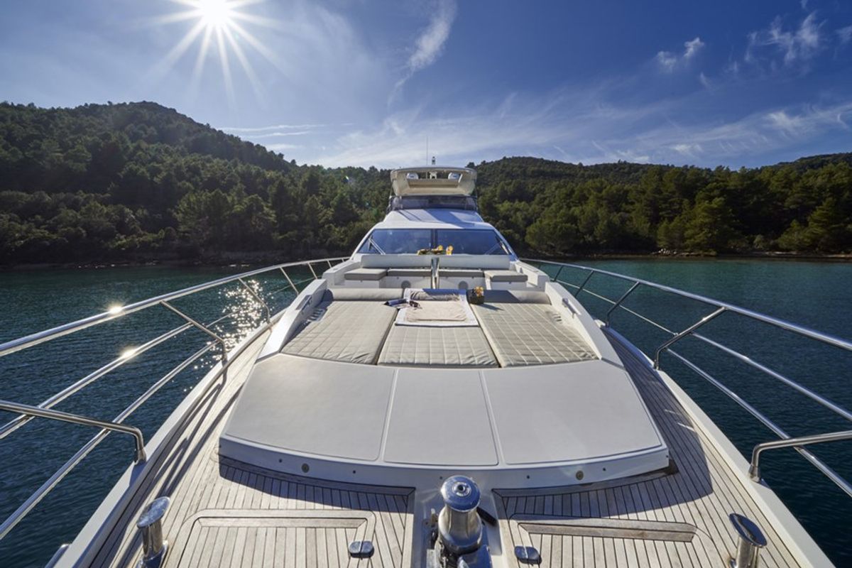 Deck of Relax of Croatia, a Azimut 72 Fly yacht at Općina Sukošan, Croatia