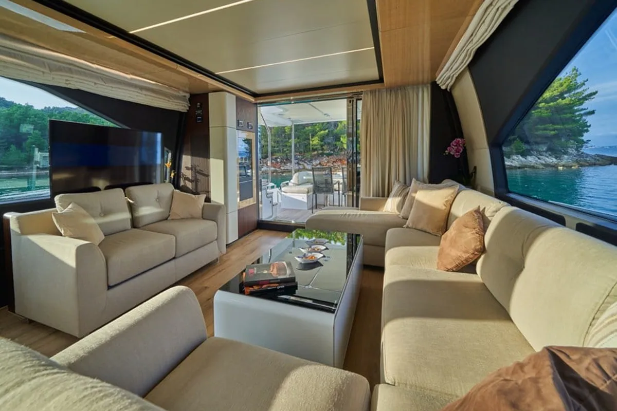 Salon of Relax of Croatia, a Azimut 72 Fly yacht at Općina Sukošan, Croatia