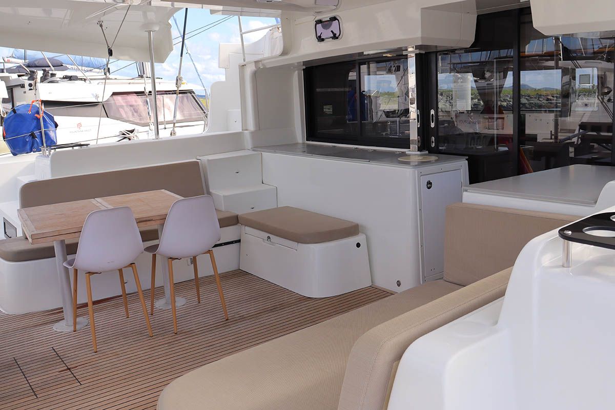Deck of La Badine, a Lagoon 46 catamaran at Road Town, British Virgin Islands