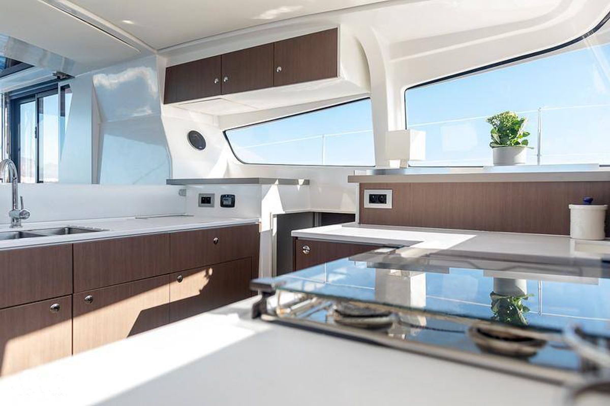 Galley of Kos 42.6, a Bali 4.2 catamaran at Preveza, Greece