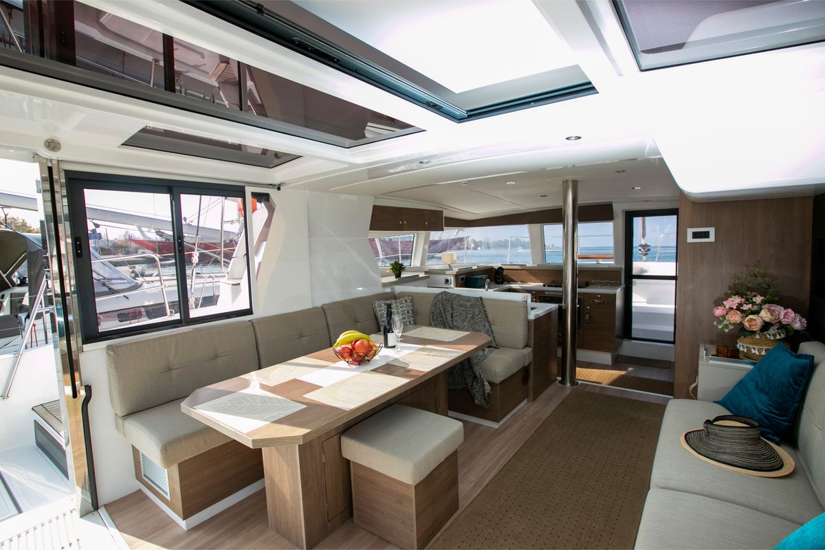 Salon of Kos 42.6, a Bali 4.2 catamaran at Preveza, Greece