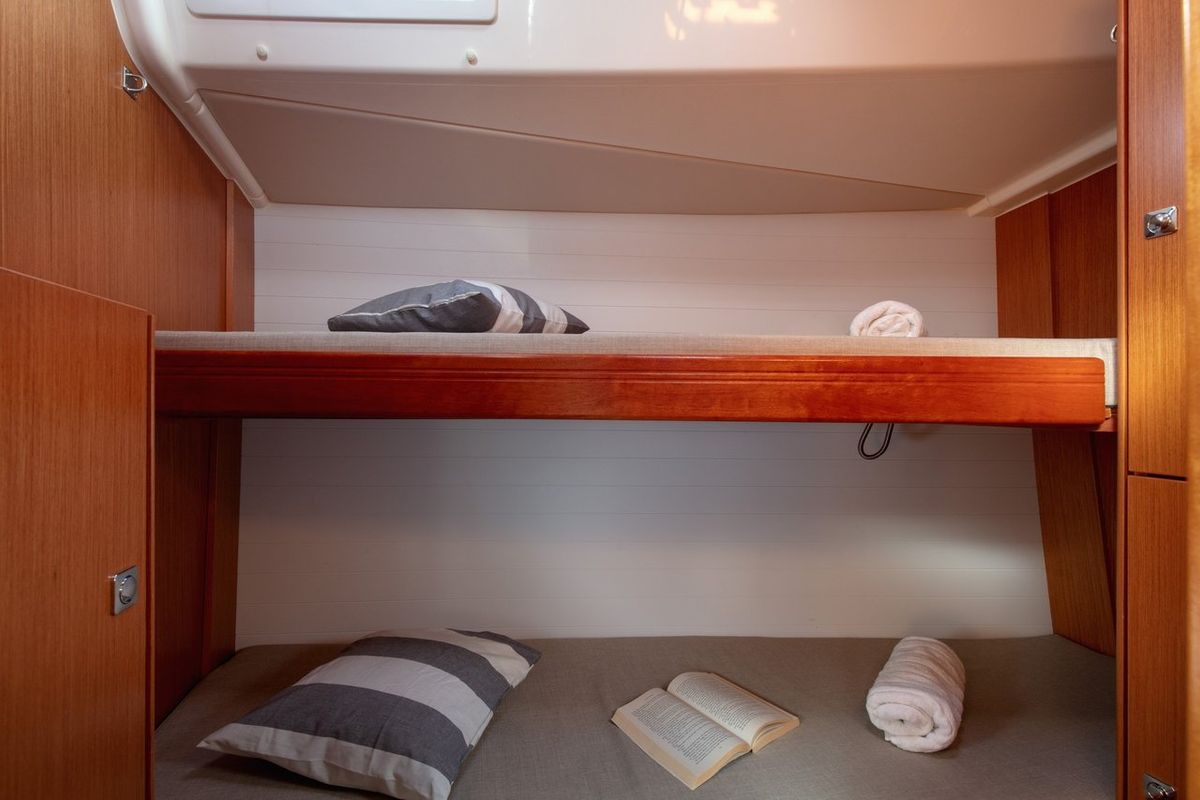 Cabin on Lui, a Bavaria Cruiser 51 sailboat at Split, Croatia