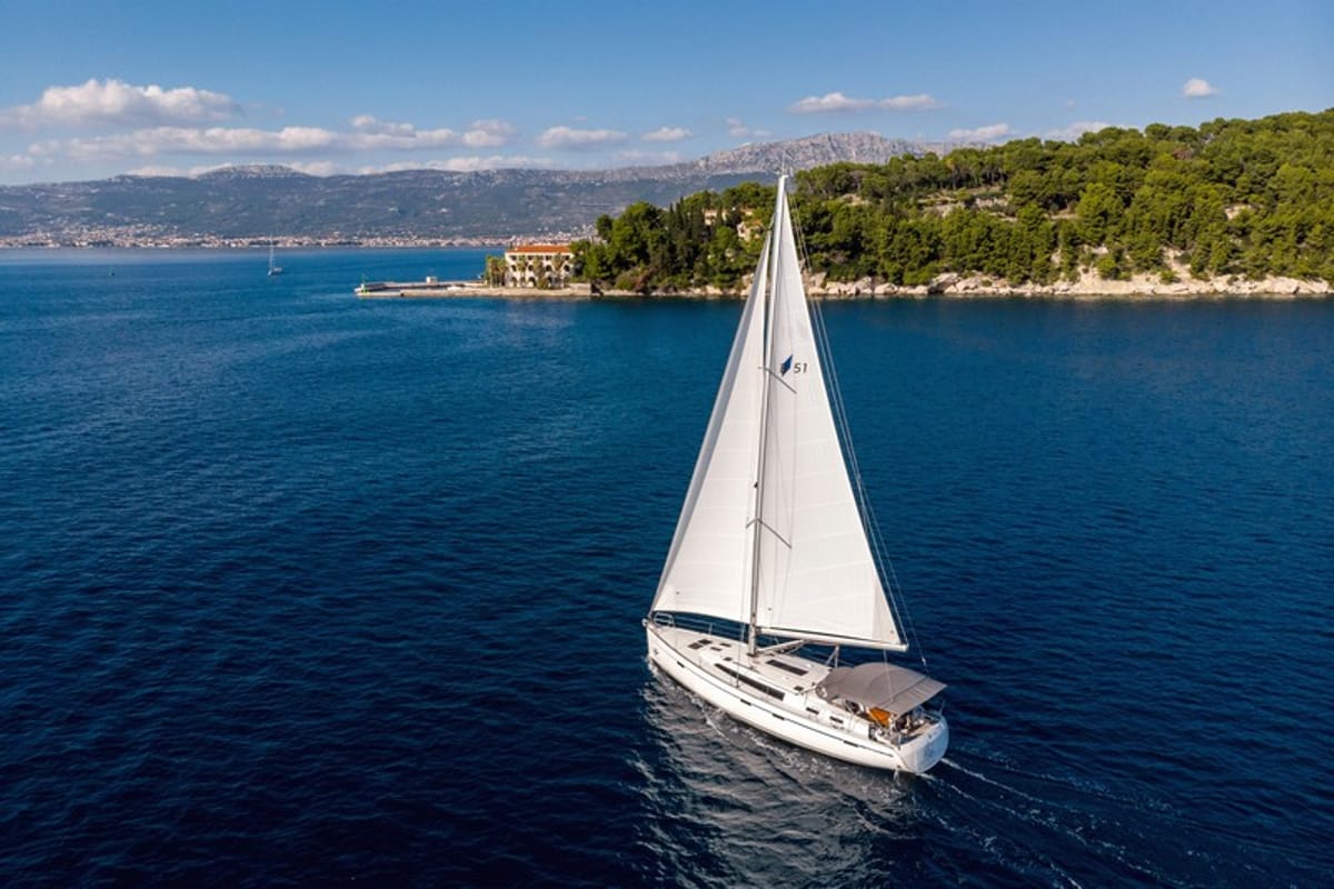 Exterior view of Lui, a Bavaria Cruiser 51 sailboat at Split, Croatia