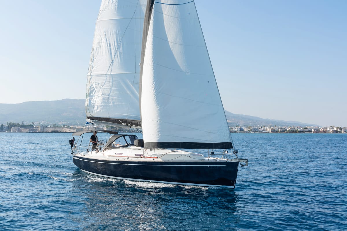Exterior view of Vira, a AD Boats Salona 40 sailboat at Kos, Greece