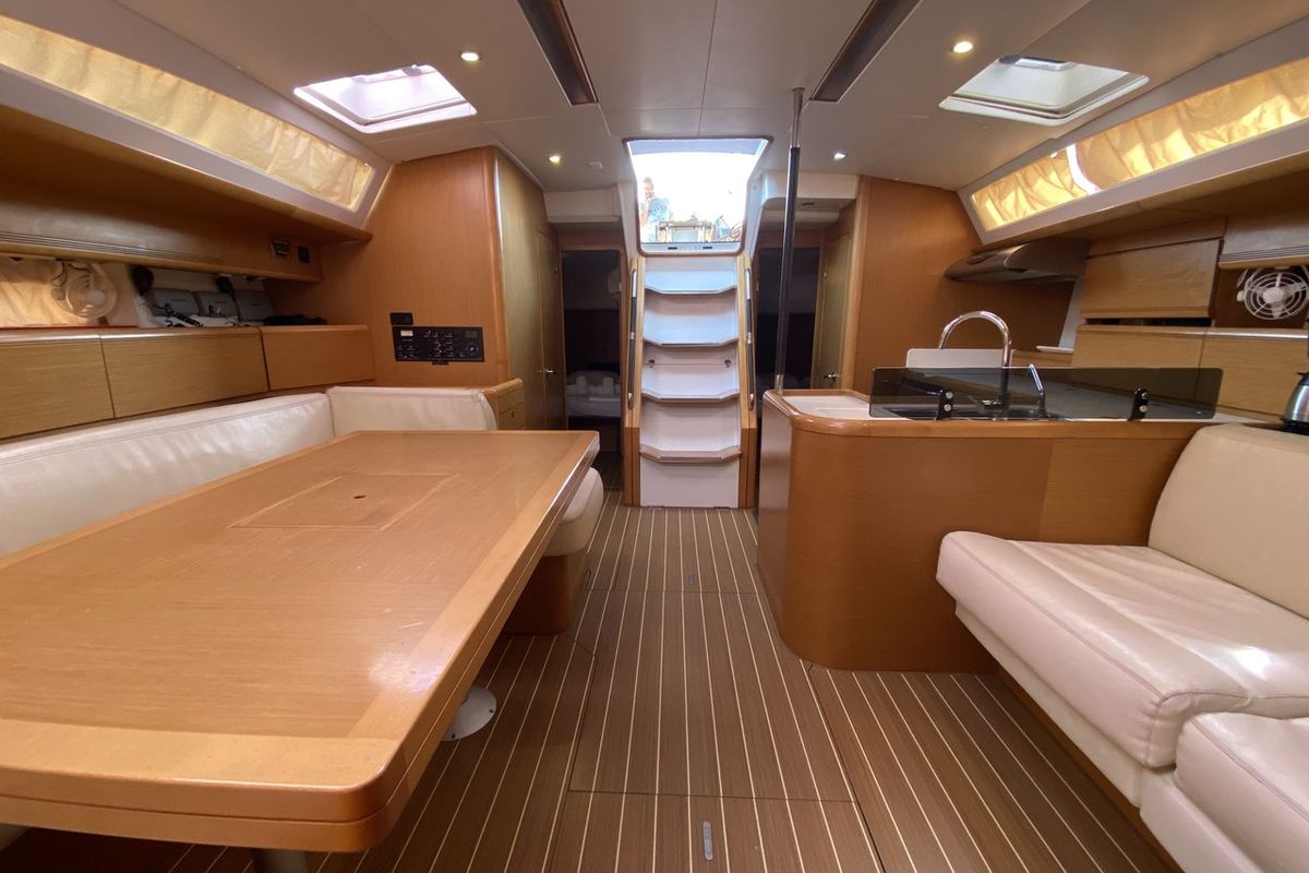 Salon of Christianna 12, a Jeanneau 53 sailboat at Athens, Greece