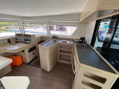 Galley of Cetus, a Lagoon 42 catamaran at Tonnarella, Italy