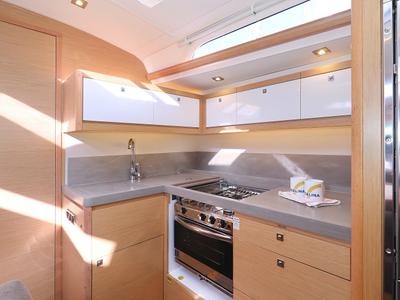 Galley of Anthea, a Dufour 470 sailboat at Grad Trogir, Croatia