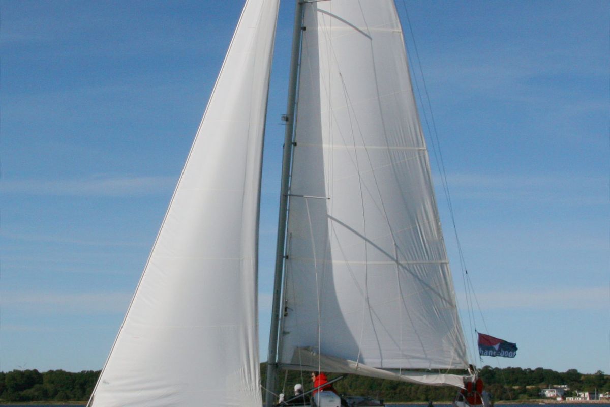 Exterior view of Blomquist, a Hanse Yachts Hanse 320 sailboat at Heiligenhafen, Germany
