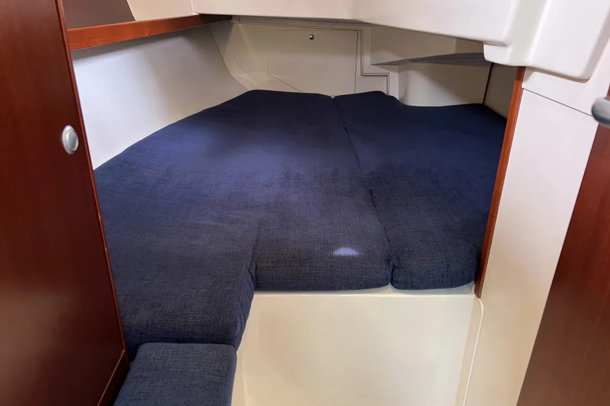 Cabin on Blomquist, a Hanse Yachts Hanse 320 sailboat at Heiligenhafen, Germany
