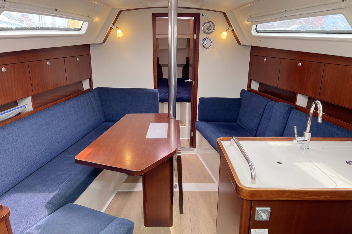 Salon of Blomquist, a Hanse Yachts Hanse 320 sailboat at Heiligenhafen, Germany