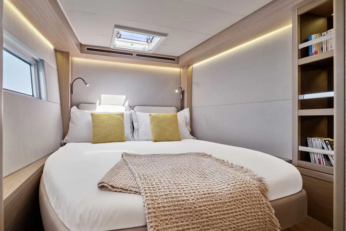 Cabin on Athena Blu, a Lagoon 51 catamaran at Athens, Greece