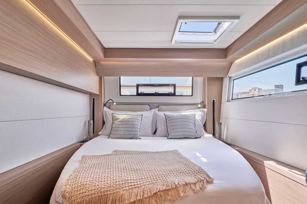 Cabin on Athena Blu, a Lagoon 51 catamaran at Athens, Greece