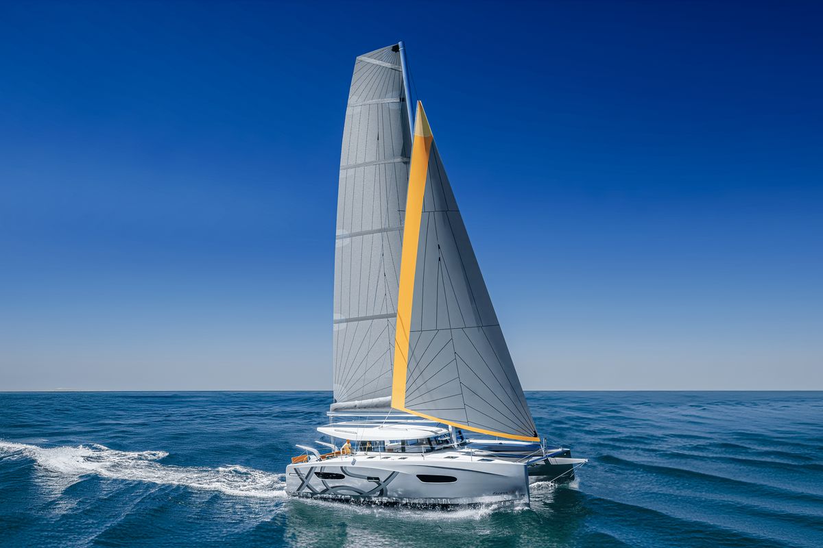 Exterior view of First Kiss, a Excess 13 catamaran at Dubrovnik, Croatia