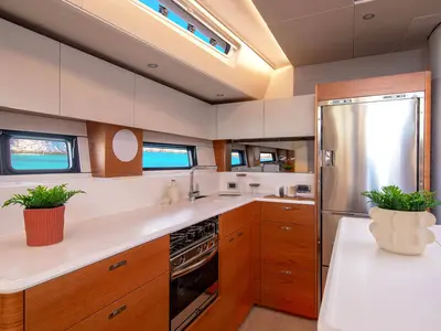Galley of Art H, a Hanse Yachts Hanse 590 sailboat at Pirovac, Croatia